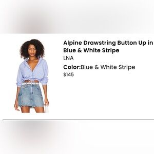 LNA Blue and White Alpine Blouse